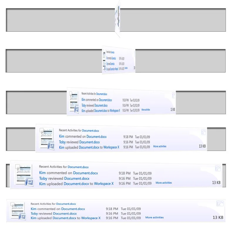 Office Live card-based exploration showing compact project summary cards.