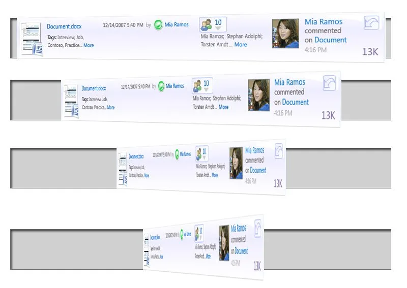 Office Live card exploration with people, metadata, and document activity.